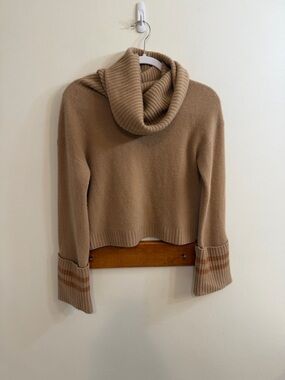 NAADAM Luxe Cashmere Cowl Neck Sweater 100% Cashmere Beige Ribbed Women’s S
